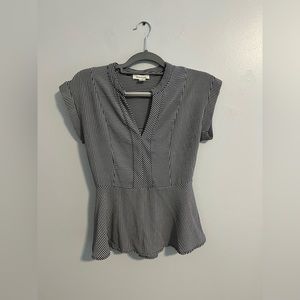 MONTEAU Women’s Black and White Striped Blouse